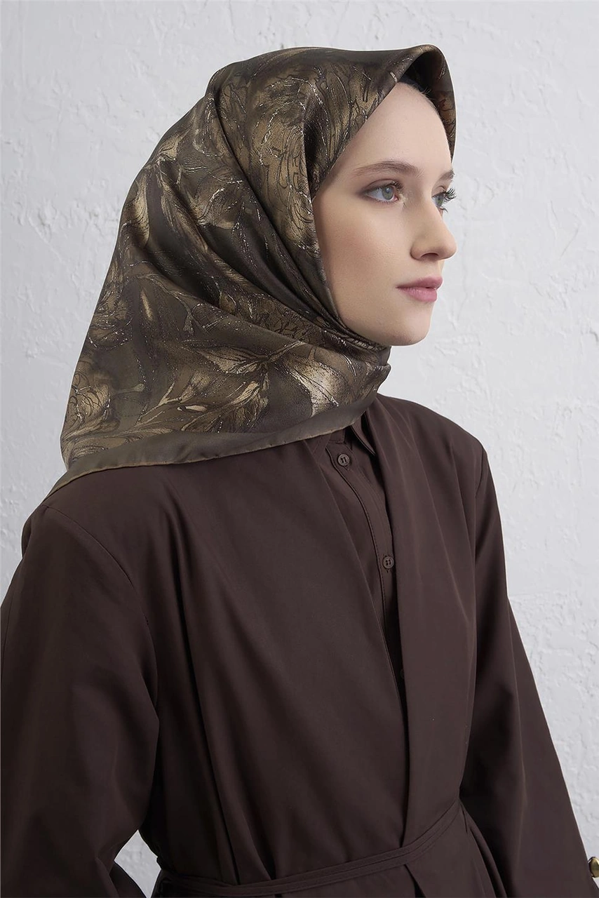 Armine Saf İpek Sura Eşarp 9409d 84 Acı Kahve