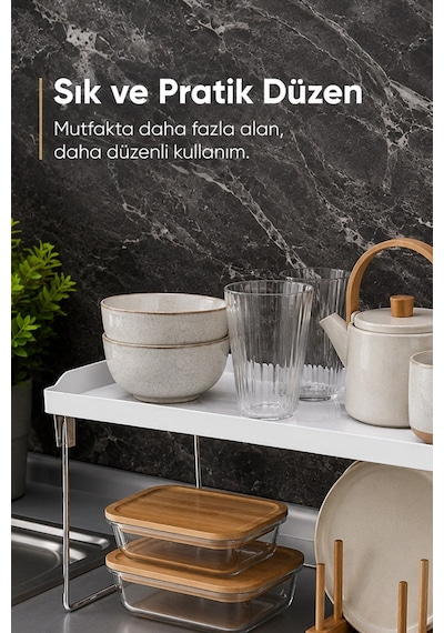 Katlanabilir Metal Ayaklı Mutfak Rafı Tezgah Üstü Tabak Bardak Düzenleyici Organizer Diğer