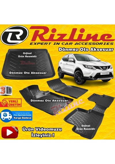 Qashqai 3D Paspas+Tekna Bagaj Havuzu Siyah 2014-2019 Aras Rizline N11.9430