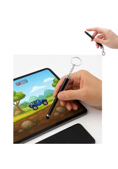 Touchpen Kalem Anahtarlık Dokunmatik Uç Küçük Kalem Telefon Tablet Vb. Dokunmatik Ekran Kalemi Siyah