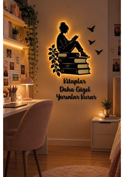 Led Işıklı Tablo Kişiye Özel Kitap Okuyan Kız Duvar Dekoru Kitaplık Tasarımlı Dekoratif Duvar Süsü Sarı - 930282072 Sarı Led Işıklı Tablo Kişiye Özel Kitap Okuyan Kız Duvar Dekoru Kitaplık Tasarımlı Dekoratif Duvar Süsü Sarı - 930282072 Sarı