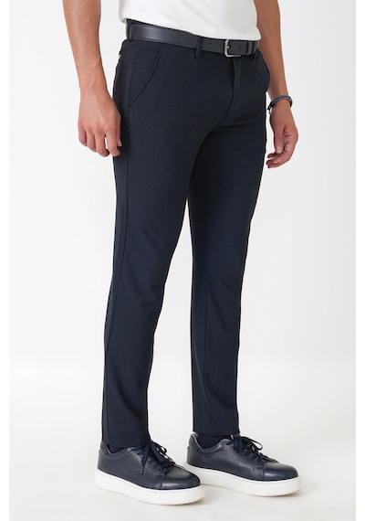 Slim Fit Yan Cep Esnek Yünlü Lacivert Pantolon P 1232