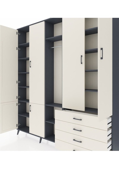 Arges Dolap 14 Raflı 4 Çekmeceli Tek Askılı 220x30x243 Antrasit-aytaşı/aytaşı Aytası/aytası Arges Dolap 14 Raflı 4 Çekmeceli Tek Askılı 220x30x243 Antrasit-aytaşı/aytaşı Aytası/aytası