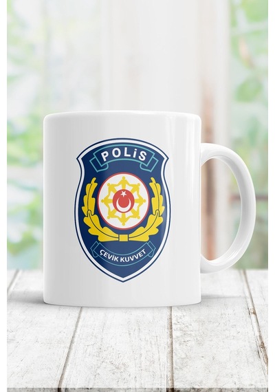 Polis Çevik Kuvvet Kupa Bardak Beyaz