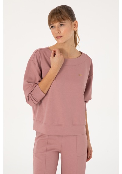 U.S. Polo Assn. Kadın Gül Kurusu Bisiklet Yaka Sweatshirt 50314210-VR221