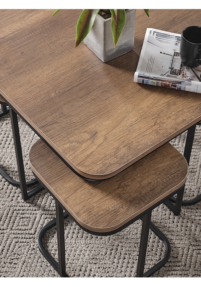 Pelikan 4+1 Barok Ahşap Siyah Metal Ayak Takım Sehpa Sedaş Living Units Sehpa