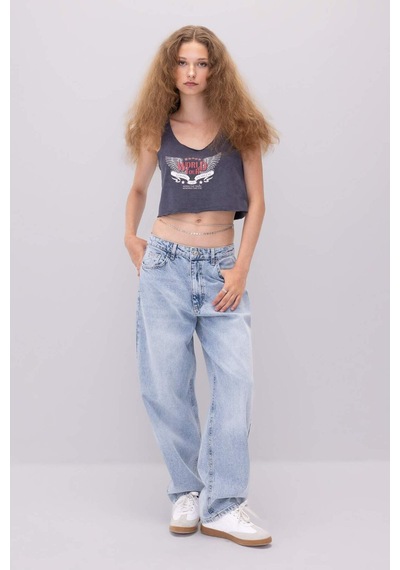DeFacto Loose Fit Baskılı U Yaka Atlet D3595AX24HSAR191