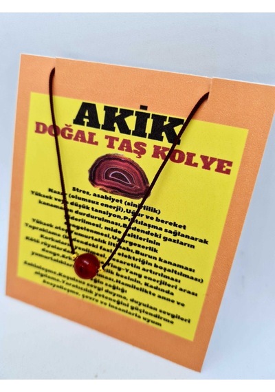 Sertifikalı Akik Doğal Taş Kolye Ayarlanabilir Doğal Taş Çok Fonksiyonlu Kolye 8mm Çok REnkli