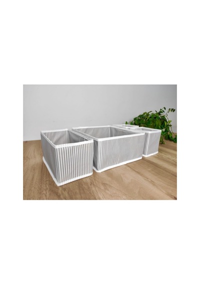 4 Parça Çekmece Içi Organizer & Çok Amaçlı Dolap Içi Düzenleyici & Masa Üstü Organizer - Çizgili Gri - 68904987 Gri