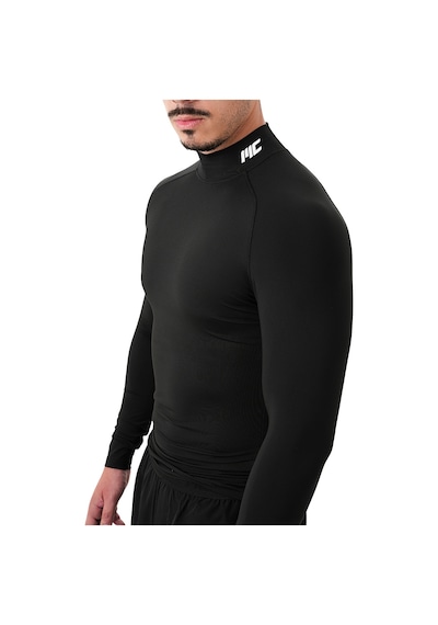 Musclecloth Tech Mock Uzun Kollu T-shirt Siyah Siyah
