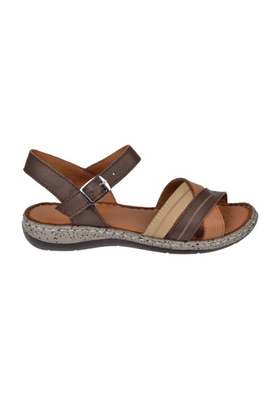 Castle Black Hakiki Deri Comfort Kadın Sandalet Cb-22382 Kahve Multi