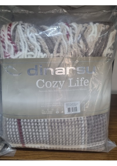 Dinarsu Cozy Life Pamuklu Skoç Tv Battaniyesi 130 X 170cm İnka Yeni Bordo Bordo Kahve
