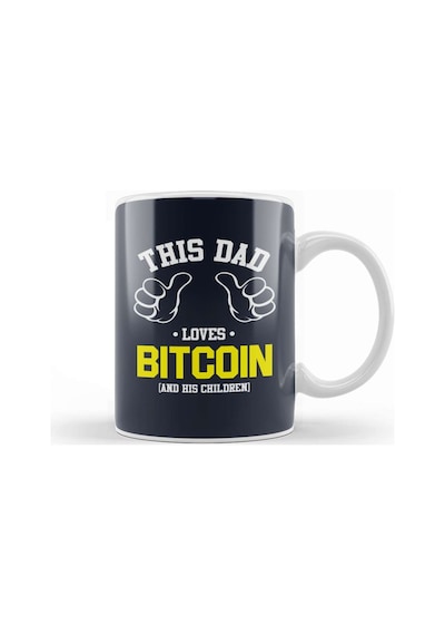 This Dad Loves Bitcoin And His Children Kupa Bardak Porselen Karışık