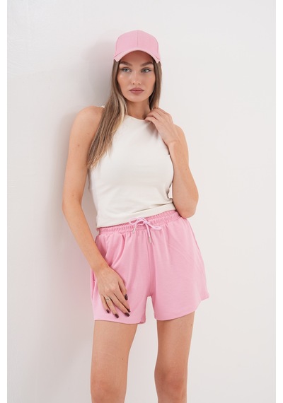 Genius Store Kadın Modal Şort Beli Lastikli Cepli Şort Modal-şort Pembe
