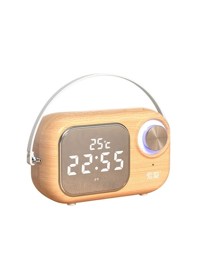 Soaiy E16 Taşınabilir Kablosuz Bluetooth Hoparlör - Dijital Saat & FM Radyo & USB & Hafıza Kartı - ZORE-219473