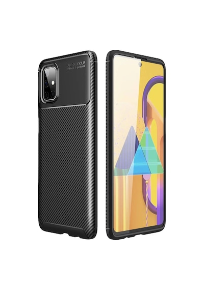 Newface Samsung Galaxy M51 Kılıf Auto Focus Karbon Kapak - Siyah