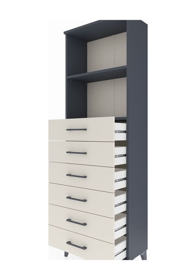 Arges Dolap 2 Raflı 6 Çekmeceli 60x30x182 Antrasit-aytaşı Antrasit