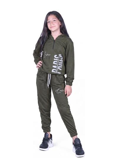 Fyk Kids Kız Çocuk Love City Baskılı Fermuarlı Eşofman Takımı Haki