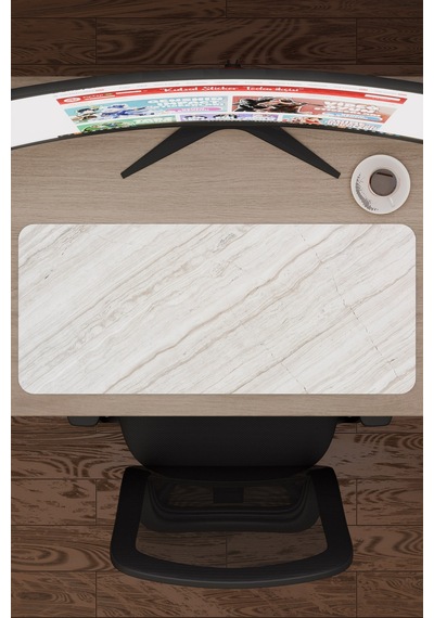 Beyaz Mermer Kaymaz Dikişli Kauçuk Oyuncu Mousepad V2 - 70x30 Xl Gaming Mouse Pad Fare Altlığı