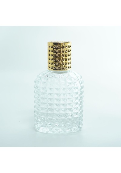 Ferdenferda 25 Adet Boş Cam Parfüm Şişe 50 ML Oval Noktalı Kristal Model Şeffaf