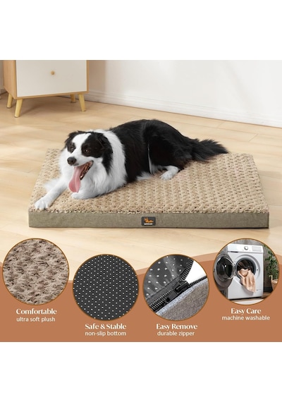 Köpek Yatağı, Ortopedik Yumurta Sandığı, Köpük Pedi, Yıkanabilir Ve Su Geçirmez Kılıf, Yumuşak, Pelüş Kö