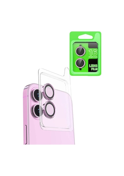 Newface Apple İphone 16 Plus Raze Metal Kamera Lens - Pembe