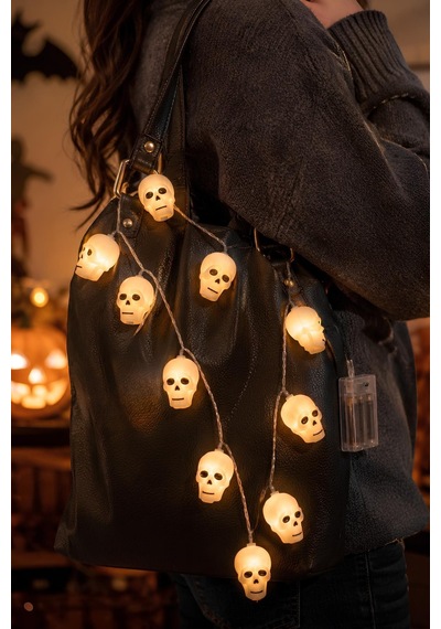 10'lu Kurukafa Led Işık Halloween Cadılar Bayramı Tavan Ve Dekor Süsü Renkli