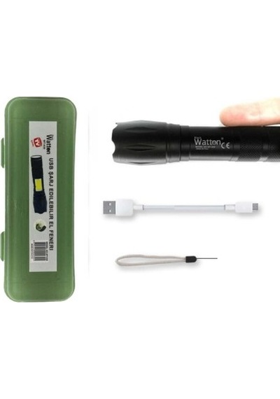 POWERBANK ÖZELLİKLİ UZUN MENZİLLİ EL FENERİ WATTON WT-039 Siyah