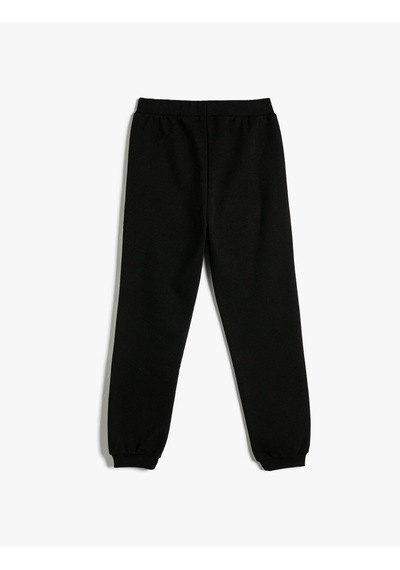 Koton Jogger Eşofman Altı Beli Bağlamalı Sim Baskı Detaylı Siyah 4skg40031ak Siyah