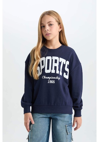 DeFacto Kız Çocuk Relax Fit Bisiklet Yaka Baskılı Sweatshirt D6626A824AUNV251 Lacivert DeFacto Kız Çocuk Relax Fit Bisiklet Yaka Baskılı Sweatshirt D6626A824AUNV251 Lacivert