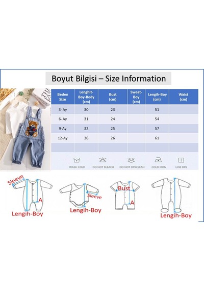 Baby Mod Ayıcık Figürlü Denim 2'li Erkek Bebek Kot Salopet Tulum mavi