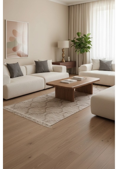 Minimal Bej Modern Desen Çift Taraflı Makinede Yıkanabilir Ev İçi & Dış Mekan Uyumlu Kilim Renkli