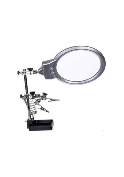 Mg16129-b Masaüstü Işıklı Büyüteç Yardımcı El Lehimleme Standı 130mm