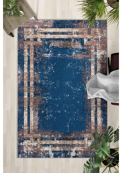 Kaymaz Taban Yıkanabilir Halı Mutfak, Salon, Yatak Odası İçin Modern Dijital Baskı Halı Slnhalı01 - 0001 Çok Renkli