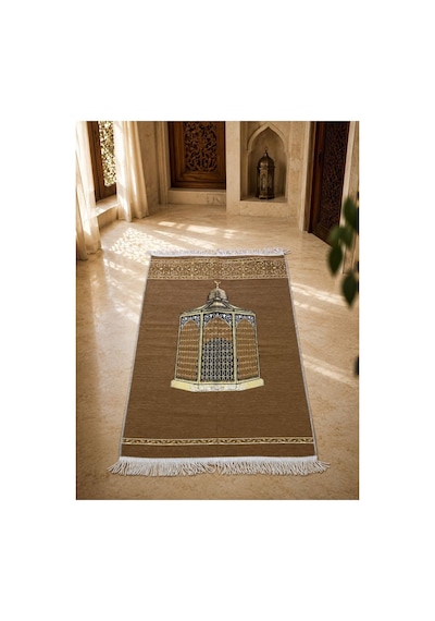 Makam-ı İbrahim Desenli Seccade Altın Detaylı, Burma Püsküllü, Kadife Dokulu Premium Namaz Seccadesi Bej Çok Renkli Makam-ı İbrahim Desenli Seccade Altın Detaylı, Burma Püsküllü, Kadife Dokulu Premium Namaz Seccadesi Bej Çok Renkli