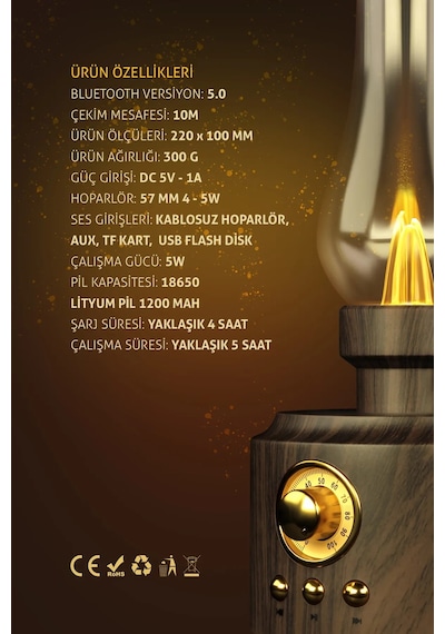 Powerway Shine Radyolu Otantik Gece Lambası Bluetooth Hoparlör
