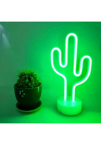 Buffer Kaktüs Dekoratif Neon Led Masa Ve Duvar Lambası Gece Lambası Çok Renkli