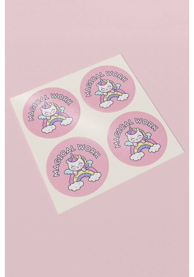Magical Work Unicorn Gökkuşağı Sticker 3x3cm St2217 Çok Renkli