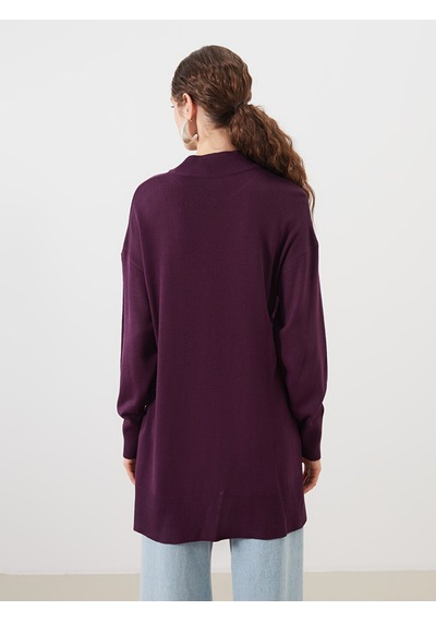 Lcw Modest Mor Dik Yaka Kadın Triko Tunik