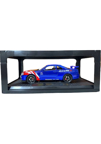 1:24 Metal Model Koleksiyon Araba Nissan Skyline Gt-r R34 Mavi Nısmo 19 Cm Döner Ön Tekerler