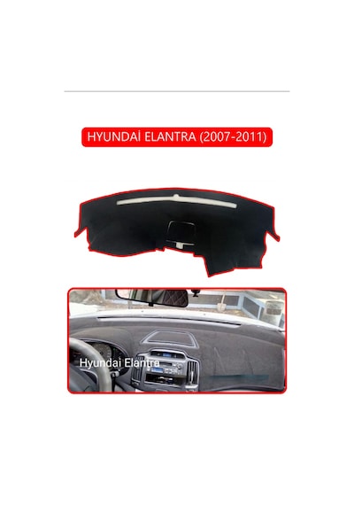 Hyundai Elantra 2007-2011torpido Koruma Halısı Kırmızı Kenar