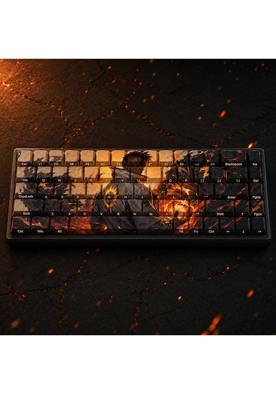 Valorant Phoenix Temalı 68 Tuşlu Pbt Boya Süblimasyonlu Yan Baskılı Cherry Profil Mekanik Klavye Keycaps Seti