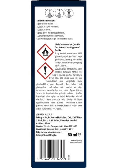 Aromaterapi Çubuklu Oda Kokusu Pure Happiness 80 Ml Diğer