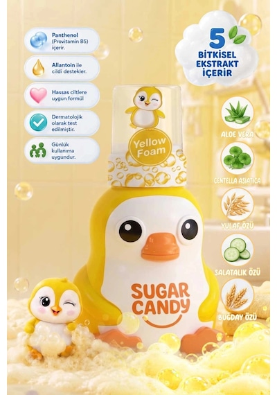 Sugar Candy Muz Kokulu Doğal Vegan Çocuk Köpük El Sabunu Pıngo 350 Ml Paraben İçermeyen Sarı Köpük