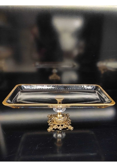 Cemile Gold Ayaklı Baton Pastalık Kek Servis 30x15x12cm Altın