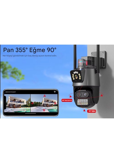Ip66 Su Geçirmez 9mp Çift Lensli 8x Zomlu Wifi Ptz Çakarlı Kamera
