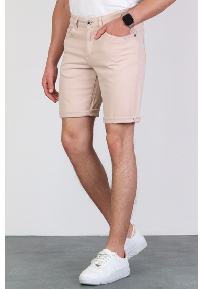 HLT Jeans Erkek Rose Pink Slim Kesim Comfort Likralı Esnek Jeans Şort Thomas-Rose Pink 001