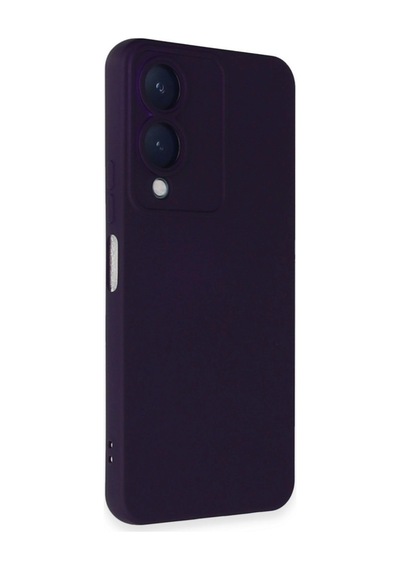 Vivo Y17s Kılıf Nano İçi Kadife Silikon - Mor Düz Renkli
