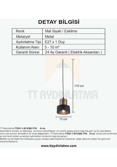 Tt031-1-Sy-Esk-Ytk Tt Aydınlatma Mat Siyah-Eskitme Yatak Başlık A