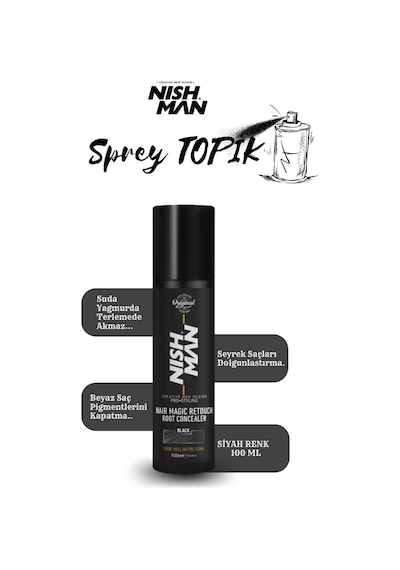 Root Touch Up Sprey / Saç Dolgunlaştırıcı Ve Seyrek Kapatıcı / Suda Yağmurda Akmaz/ Siyah 100 Ml